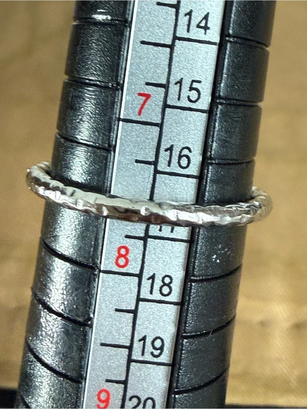 Hammered Thin Stackable Ring in Silver